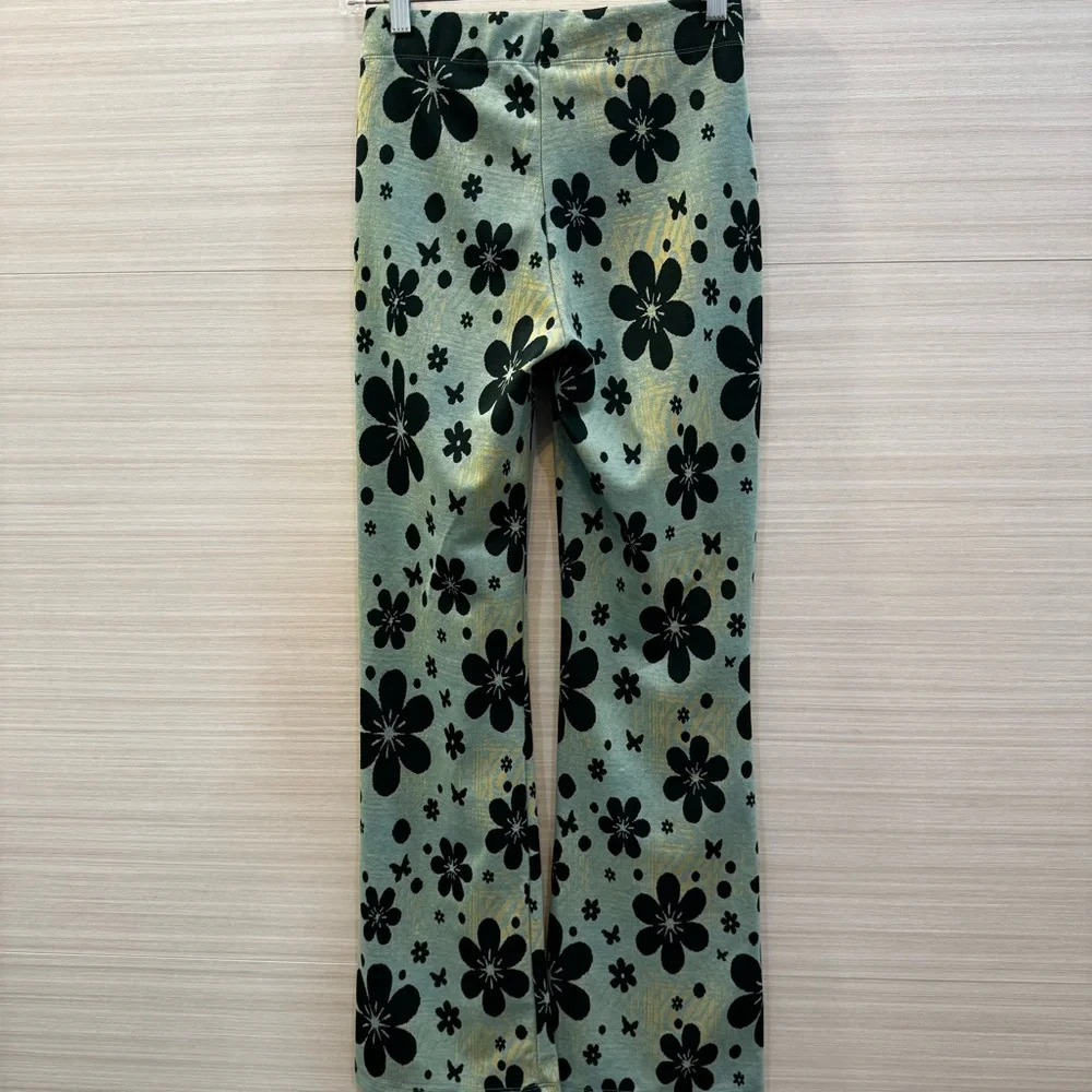Urban Outfitters Retro Floral Pants Green stretch Waist size Small - Picture 4 of 5